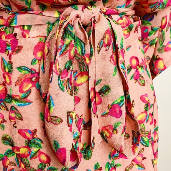 FARM Rio RARE Pink Wrap Tie Dress Mango Tropical - Picture 4 of 16